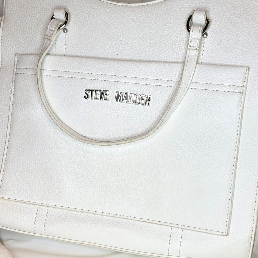 Steve Madden White Satchel EUC Minimalist Chic Handbag